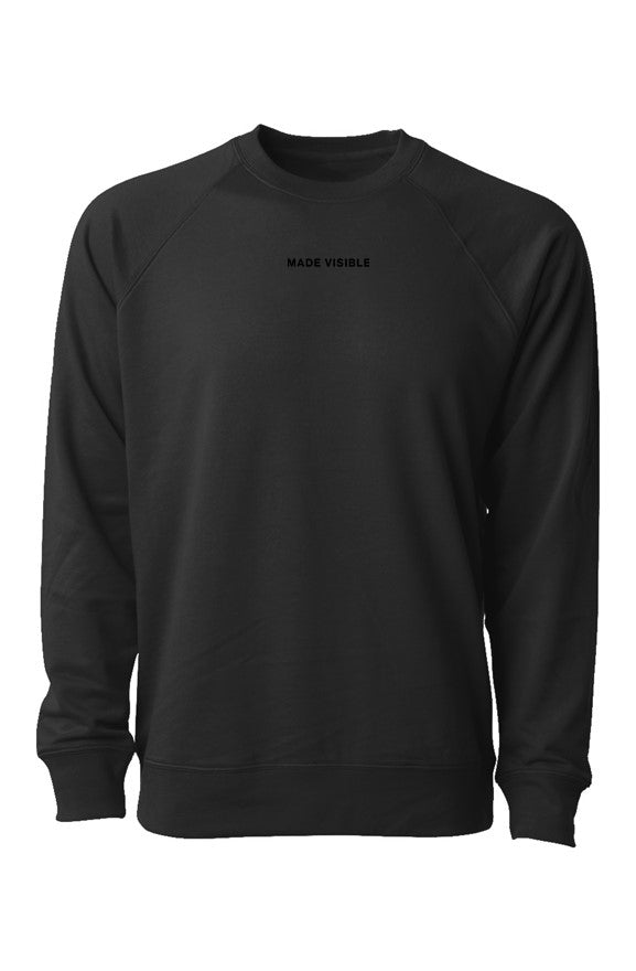 Black Made Visible lightweight terry crewneck sweatshirt with a tonal black chest logo