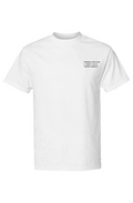 White Made Visible For the Journey heavyweight T-shirt with a minimal black chest graphic